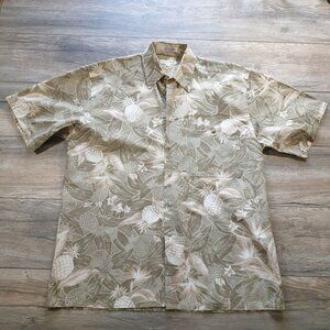 Pierre Cardin Mens Hawaiian Short Sleeve Button Shirt M Tropical Vacation Summer